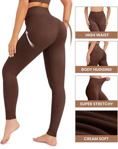 Leggings tricotés taille haute, confortables et élégants, en polyester extensible respirant, plusieurs options de couleurs, pour le fitness - Product Image 5
