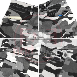 Pantalones cortos cargo de camuflaje gris de algodón para hombre, hechos a mano, de material suave, estilo urbano, con múltiples bolsillos. - Product Image 5