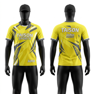 เสื้อแบดมินตันชาย 170 GSM ระบายอากาศได้ดี โพลีเอสเตอร์ สีเขียวมะกอก-ม่วง  แผงตัดต่อสีตัดกัน  โลโก้ทีมแบบซับลิเมชั่นสั่งทำพิเศษ - Product Image 5
