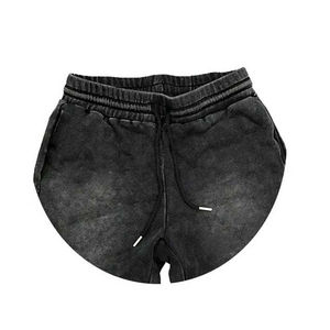 Shorts en jacquard couleur unie vintage avec logo personnalisé OEM, shorts décontractés d'été pour hommes, amples, respirants, confortables, avec cordon de serrage à la taille - Product Image 3