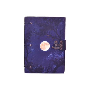 <b>A5</b> Night Moon Landscape Design Handmade Paper Notebook Lock Diary | 100 Pages Double Side Writing Eco Friendly Premium Journal - Product Image 3