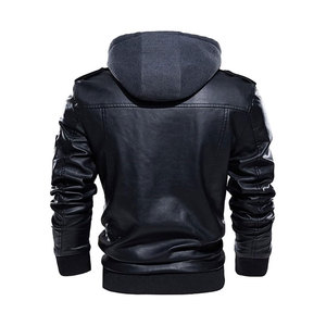 Nouvelles vestes en cuir pour hommes, style automne, décontractées, pour moto, en PU respirant, pour l'extérieur, vintage, avec fermeture éclair frontale, logo, chaudes, à capuche - Product Image 3