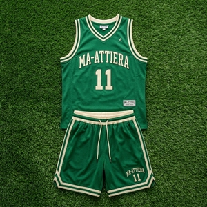 Ensemble de maillots et shorts de basket-ball personnalisés vert et blanc, uniforme d'équipe, fabricant de vêtements de sport en gros - Product Image 5