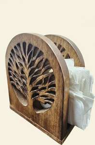 Porte-serviettes marron en forme de fleur pour restaurant, porte-serviettes en bois, anneau porte-serviettes - Product Image 3