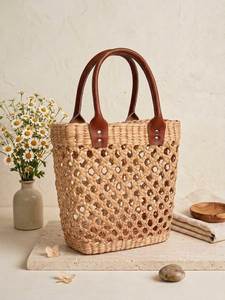 Bolso de Jacinto de Agua Natural Hecho a Mano, Ligero, Ecológico y Transpirable con Doble Asa, Venta al por Mayor de Proveedor Vietnamita para Compras a Granel - Product Image 1
