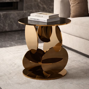 Mesa de Centro Moderna con Base Metálica Escultural, Altura Ajustable, Multifuncional, Superficie Negra Artística, Mueble de Lujo para Sala de Estar u Hotel - Product Image 1