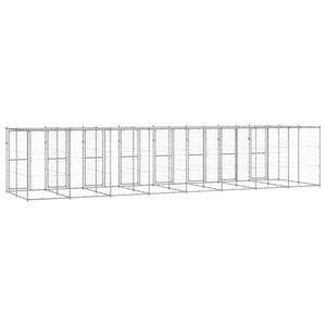 Caseta para Perros de Acero Galvanizado Plateado con Casa Rectangular para Mascotas de PE - Product Image 4