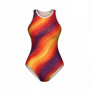 Maillot de bain bikini sexy en nylon avec coutures contrastées, découpes et liseré néon, grande taille - Product Image 2