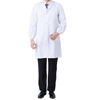 Bata de laboratorio de algodón para estudiantes de medicina, puños elásticos blancos, diseño respetuoso con la piel para uniformes escolares de científicos de Hospital