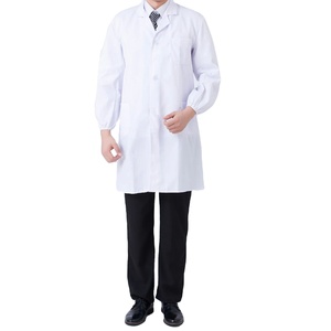 Bata de laboratorio de algodón para estudiantes de medicina, puños elásticos blancos, diseño respetuoso con la piel para uniformes escolares de científicos de Hospital - Product Image 4