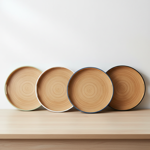 Plateau de service en bambou tissé écologique avec logo personnalisé, plateau en bambou tissé avec poignées pour la cuisine, les restaurants et la restauration - Product Image 2