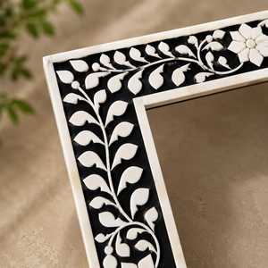 Hand Crafted Mother of Pearl Inlay Picture <b>Frame</b>: <b>Black</b> Floral Bohemian Photo <b>Frame</b> - Product Image 4