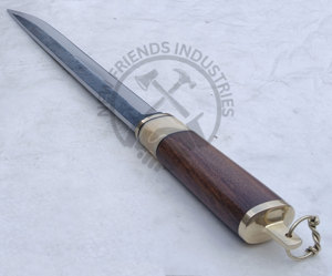 Couteau Seax Viking de style Gotland en acier carbone forgé à la main, lame de 12,5 pouces, ambidextre, manche en bois de noyer, bolster en laiton, couteau multi-usage - Product Image 4