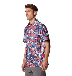 Camisa de hombre de manga corta con estampado floral tropical, informal, con botones, para la playa, colorida, de verano. - Product Image 3