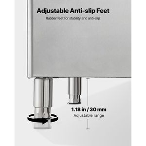 Contenitore per Ghiaccio in Acciaio Inox da 500 LBS per Attrezzature di Refrigerazione per Cucine Commerciali con Caratteristiche Antiscivolo Regolabili - Product Image 4
