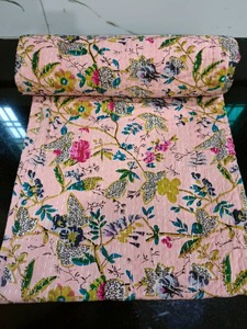 Indian Handmade New Pink Floral Kantha Quilt Bohemian <b>Throw</b> for Bed Sleeping Available at Wholesale Price - Product Image 5