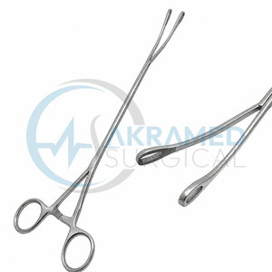 Pinces de préhension Foerster courbées à gauche 20 mm, mâchoires ovales dentelées, tige de 10 mm, en acier inoxydable, certifiées CE ISO - Product Image 2