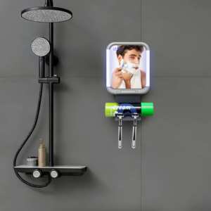 Miroir de salle de bain avec radio, haut-parleur sans fil et horloge LED - Product Image 4