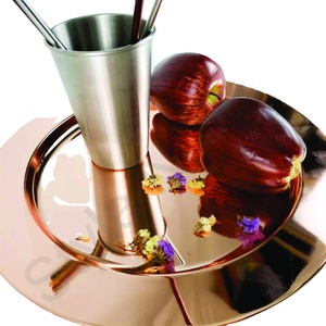 Vaisselle de serveur en acier inoxydable Plateau à collation Verre créatif de luxe Assiette à bonbon pour fruits secs Assiette de chargeur couleur cuivre - Product Image 1