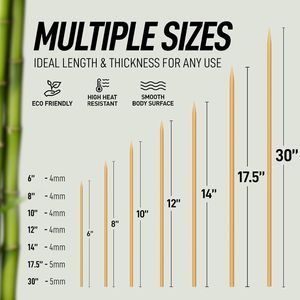 Autentici 100 Spiedini in Bambù da 35 cm, Spessi 5 mm, Resistenti per Grigliate e Campeggio, Accessori per Barbecue - Product Image 4