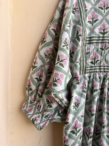 2026 Hot Selling Bohemian Maxi <b>Dress</b> for Women Round Neck Long Sleeve Floral Print 100% Cotton Casual Style Long Maxi <b>Dress</b> - Product Image 2