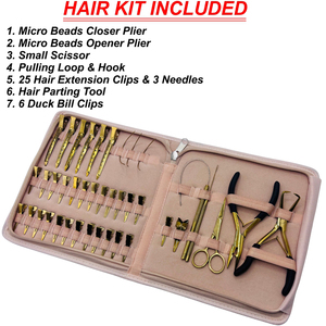 Kit d'outils d'installation d'extensions capillaires avec pince à micro-perles, pince ouvre-perles, pinces à boucles, aiguilles et ciseaux - Product Image 2
