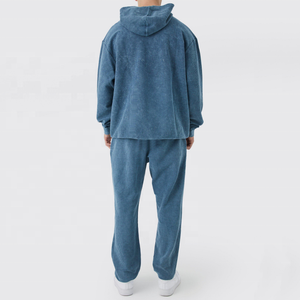 Custom <b>Men</b> Corduroy Hoodie Tracksuit Set <b>Pullover</b> Hooded Top Pants Two Piece Casual Streetwear Wholesale - Product Image 2