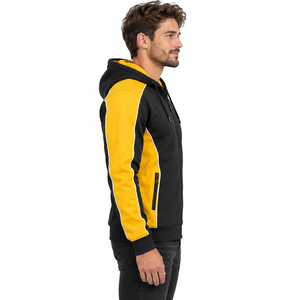 Sweat à capuche zippé pour homme, tissu doux, coupe décontractée, ourlet côtelé, confortable, vêtements streetwear décontractés, OEM - Product Image 4