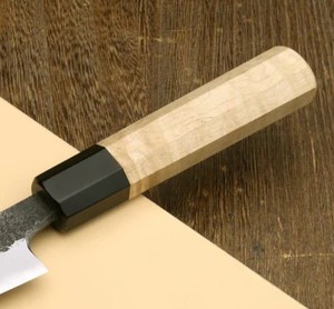Couteau à éplucher ambidextre moderne, éco-responsable, fait main, en acier carbone forgé, manche en bois de frêne avec étui en cuir - Product Image 2