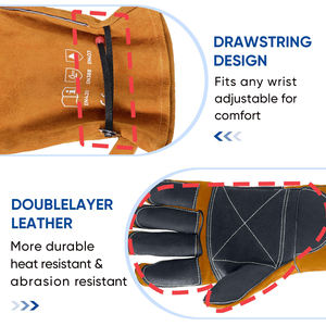Gants de travail robustes et durables pour soudeurs, protection contre la chaleur extrême, gants de travail en cuir de vachette personnalisés - Product Image 4