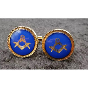 2026 Brand New High Quality Custom Made Freemason <b>Masonic</b> Regalia Blue Gold <b>Cufflinks</b> for Engagement Gift Master Mason - Product Image 2