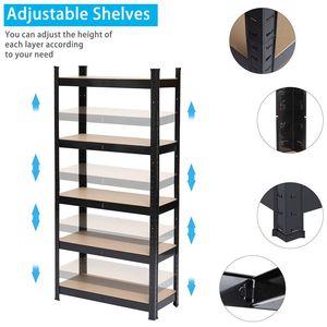 Étagère de rangement noire à 5 niveaux, 110 x 45 x 180 cm, revêtement poudré, pour garages, élégante et durable - Product Image 5