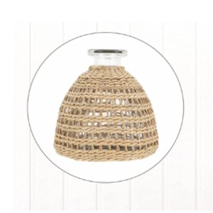 Jarrón de Vidrio Tejido de Ratán Estilo Boho, Maceta Nórdica Hecha a Mano de Seagrass, Soporte para Plantas Hidropónicas de Escritorio, Jarrón Decorativo para Bodas y Hogar - Product Image 5