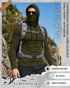 Paquete de 4 Sudaderas con Capucha de Compresión para Hombre, con Máscara, Manga Larga, para Entrenamiento, Deporte, Capa Base Activa, para Correr - Product Image 3