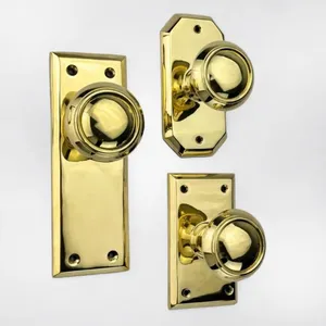 <b>Antique</b> Solid <b>Brass</b> Round <b>Door</b> <b>Knob</b> with Back Plate Passage Privacy Traditional Dummy Design Durable Furniture Handle Customized - Product Image 2
