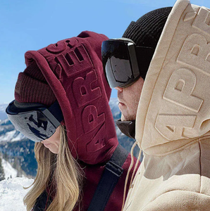 Ensemble à capuche en coton épais avec double cordon de serrage Sweat à capuche crocheté gris en polyester/coton teint uni - Product Image 5