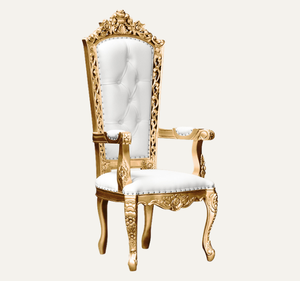 เก้าอี้บัลลังก์สีขาวสุดหรู ทำมือ ทนทาน สไตล์ดั้งเดิม เหมาะสำหรับโรงแรม ห้องนั่งเล่น และงานแต่งงาน - Product Image 2