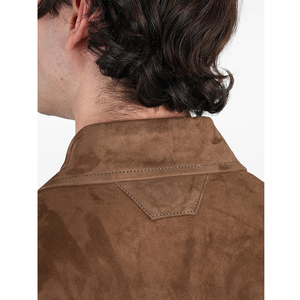 HARAZ INTERNATIONAL <b>Men</b> <b>Suede</b> Varsity <b>Jacket</b> Turn-down Collar Zipper Closure Solid Color Casual Autumn Wear Regular Fit - Product Image 2