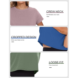 T-shirt en coton oversize pour femme, style streetwear, crop top décontracté, best-seller en Europe, fabricant et fournisseur - Product Image 3