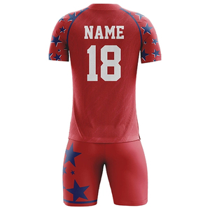Conjunto de Uniforme de Fútbol Personalizado, Camiseta y Pantalones Cortos a Rayas, Ropa Deportiva de Equipo, Sublimación, Kits de Fútbol Unisex para Entrenamiento, Transpirables - Product Image 1