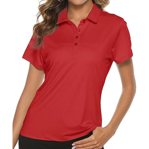 Polo Negro para Mujer, Manga Corta, Color Sólido, Transpirable, Tejido de Poliéster, Corte Casual, Largo Regular - Product Image 6