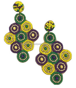 Personalizado hecho a mano carnaval máscara diseño semilla cuenta pendientes declaración moda joyería colorido Festival colgante gota pendientes con cuentas - Product Image 5