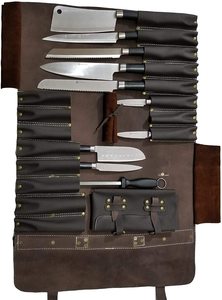 Estuche de Cuero Genuino para Cuchillos de Chef, Kit de Almacenamiento Profesional para Herramientas Culinarias, Organizador de Viaje, Protección a Prueba de Olores - Product Image 2