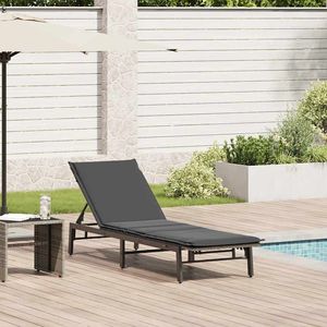 Tumbona Ajustable de Ratán PE Gris y Acero con Recubrimiento en Polvo, Muebles de Exterior Duraderos - Product Image 1