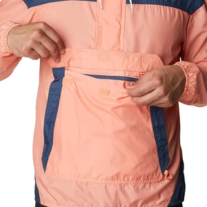Chaqueta Cortavientos para Hombre con Capucha y Media Cremallera, Estilo Anorak Ligero para Exteriores, Estilo Urbano, Bloques de Color, Chaqueta Utilitaria, Personalización de Marca OEM - Product Image 4