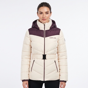 Women's Two-Tone Quilted Winter Puffer Coat Hooded Waist <b>Belt</b> Warm Padded Outdoor Fashion Casual Outerwear Cold Weather Coat New - Product Image 4