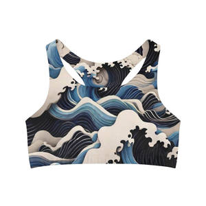 Sujetador deportivo de yoga para mujer, con logo personalizado, ecológico, tallas grandes, a prueba de golpes, de alto soporte, estilo deportivo, con contraste de color, para gimnasio, sin ajuste, doble. - Product Image 5