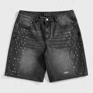 Shorts en jean pour homme, style décontracté, coupe ample, tissu résistant, pour un usage quotidien, détails brillants, look jean d'été - Product Image 4