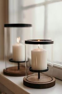เชิงเทียนแก้วทรงเฮอร์ริเคนพร้อมโคมไฟรูปใบไม้เหล็กสำหรับตกแต่งบ้าน - Product Image 2