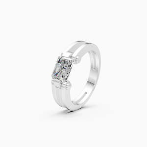 Anillo Radiant Solitaire de Elegancia Moderna con Diamante Cultivado en Laboratorio de 1.05 Ct |   En oro amarillo, blanco y rosa de 9 quilates - Product Image 3